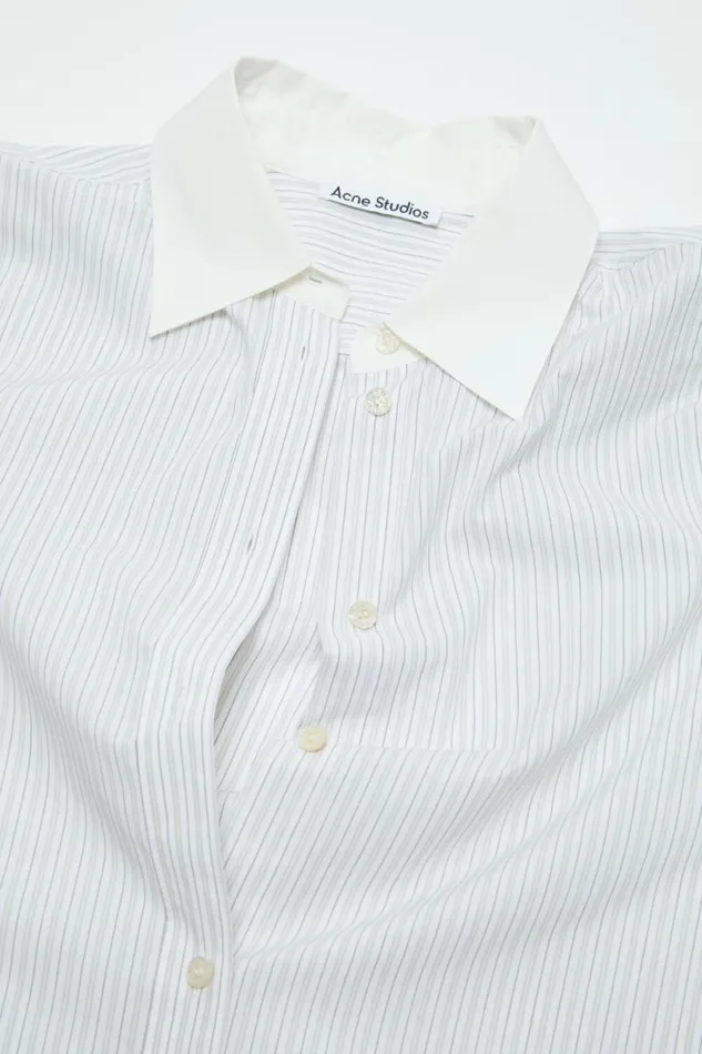 Acne Studios Buttonup Layered Shirt Olive Greenwhite Woman Shirts and Blouses