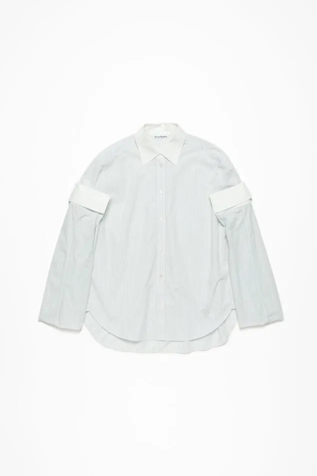 Acne Studios Buttonup Layered Shirt Olive Greenwhite Woman Shirts and Blouses