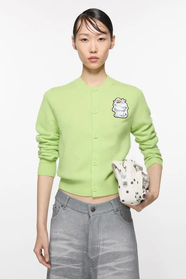Acne Studios Cadigan Acne Studios X Moomin Pale Green Woman Knitwear