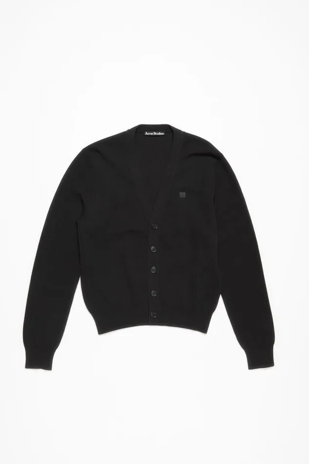 Acne Studios Cardigan Vneckline Black Man Knitwear