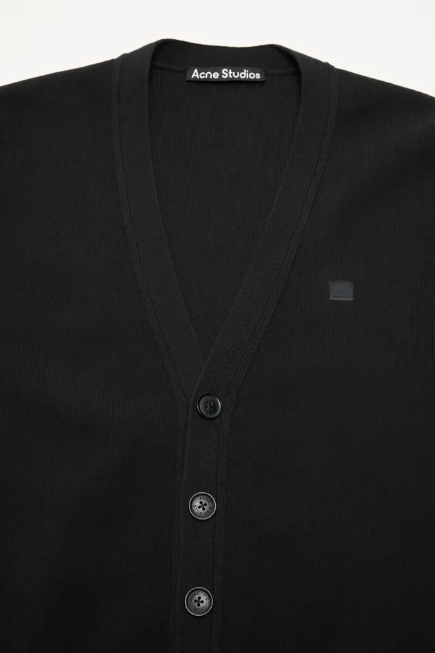 Acne Studios Cardigan Vneckline Black Man Knitwear