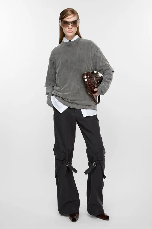 Acne Studios Cargo Trousers Charcoal Grey Woman Trousers