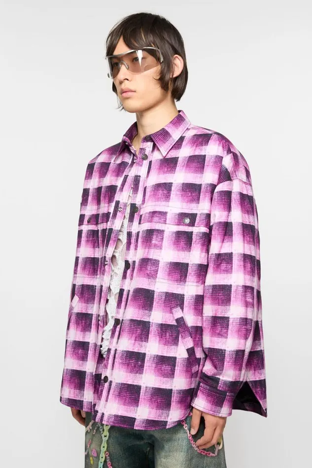 Acne Studios Check Buttonup Shirt Pink Man Outerwear