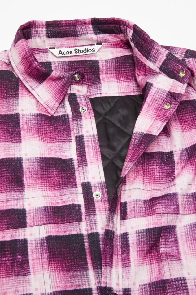 Acne Studios Check Buttonup Shirt Pink Man Outerwear