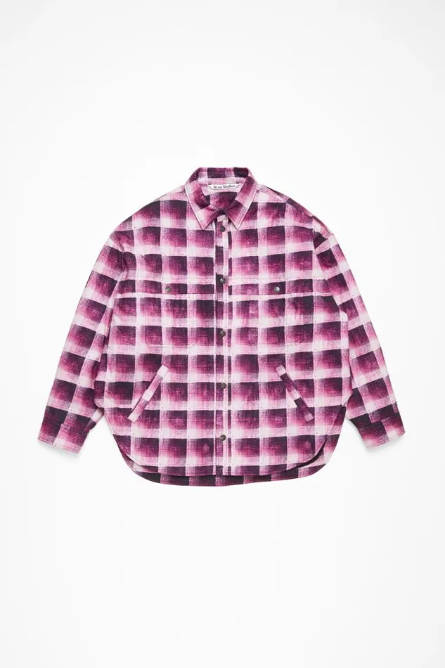 Acne Studios Check Buttonup Shirt Pink Man Outerwear