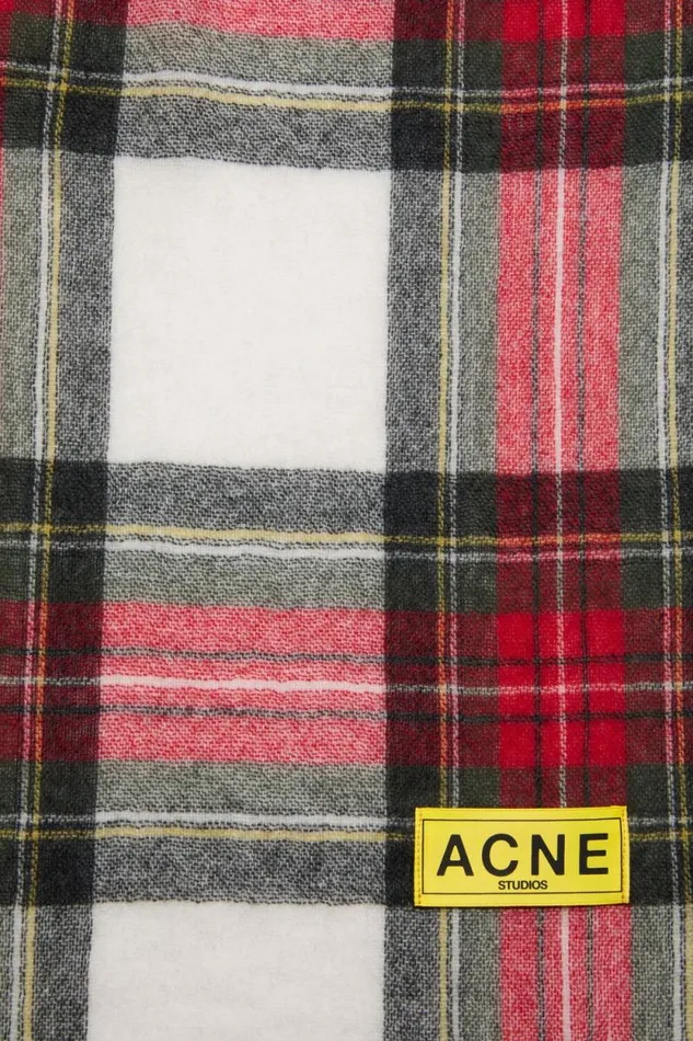 Acne Studios Check Fringe Scarf Blackredwhite Man Scarves
