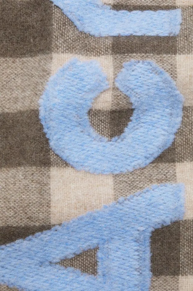 Acne Studios Check Logo Scarf 8211 Narrow Brownblue Man Scarves
