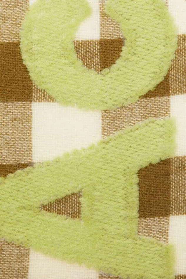 Acne Studios Check Logo Scarf 8211 Narrow Khakigreen Man Scarves