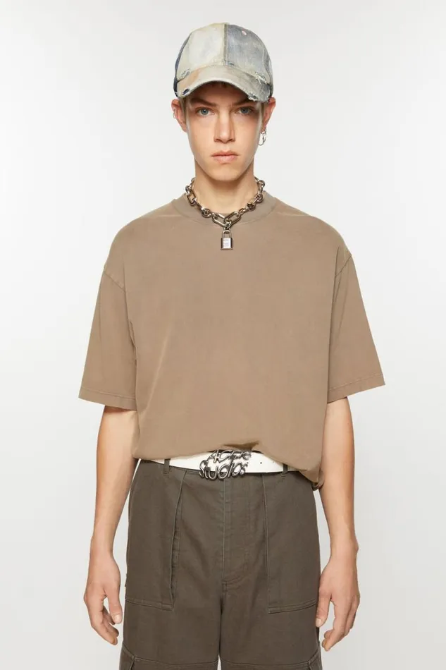 Acne Studios Crew Neck Tshirt 8211 Relaxed Unisex Fit Taupe Brown Man Tshirts Acne Studios Crew Neck Tshirt 8211 Relaxed Unisex Fit Taupe Brown Man Tshirts