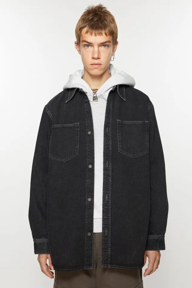 Acne Studios Denim Buttonup Shirt 8211 Relaxed Fit Black Man Shirts