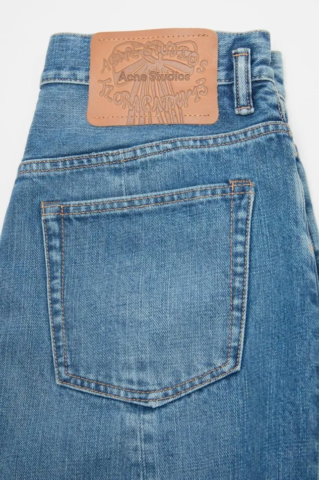 Acne Studios Denim Cargo Trousers Mid Blue Woman Trousers