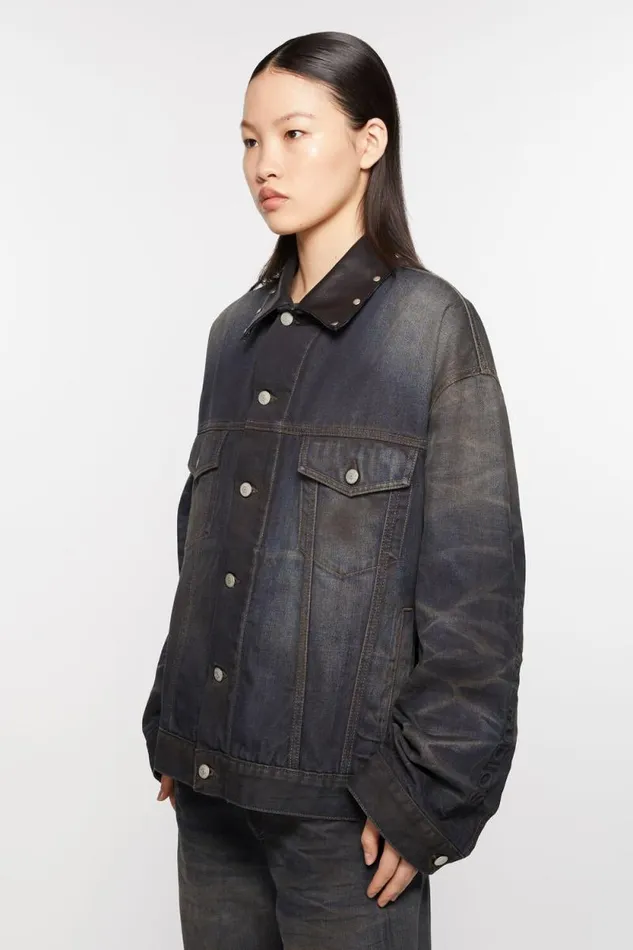 Acne Studios Denim Jacket 8211 Oversized Fit Dark Blue Woman Outerwear
