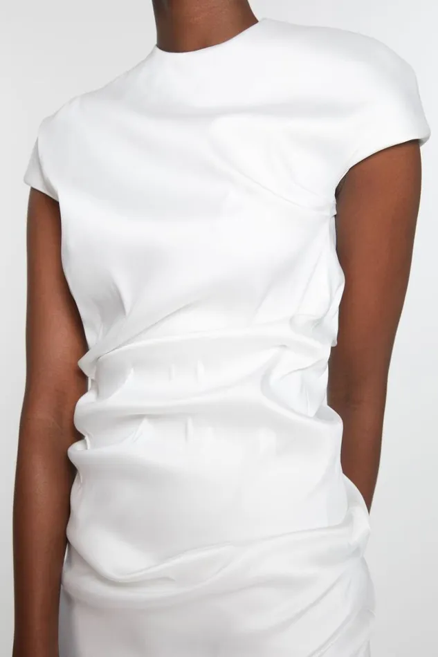 Acne Studios Draped Tshirt Dress Optic White Woman Dresses