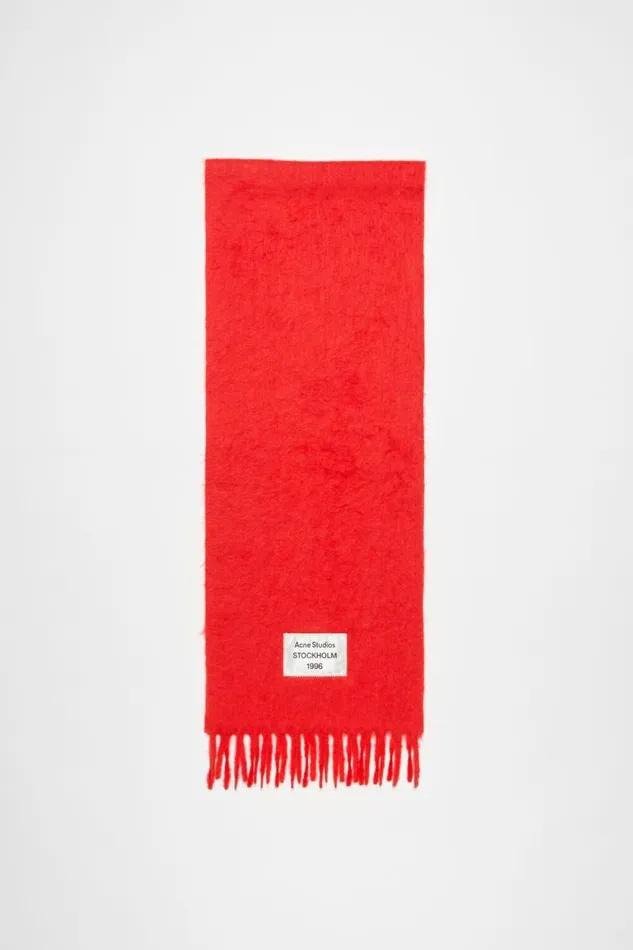 Acne Studios Fringe Alpaca Scarf Red Woman Scarves