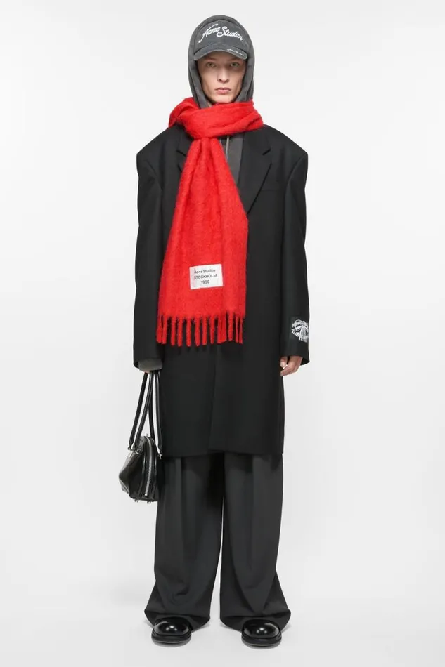 Acne Studios Fringe Alpaca Scarf Red Woman Scarves