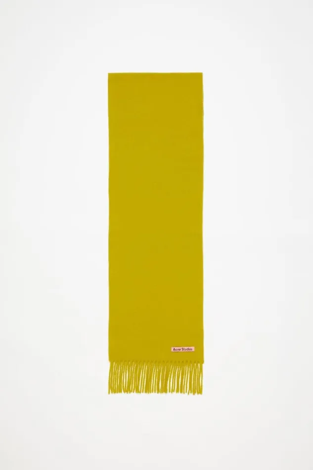 Acne Studios Fringe Wool Scarf 8211 Skinny Acid Yellow Man Scarves