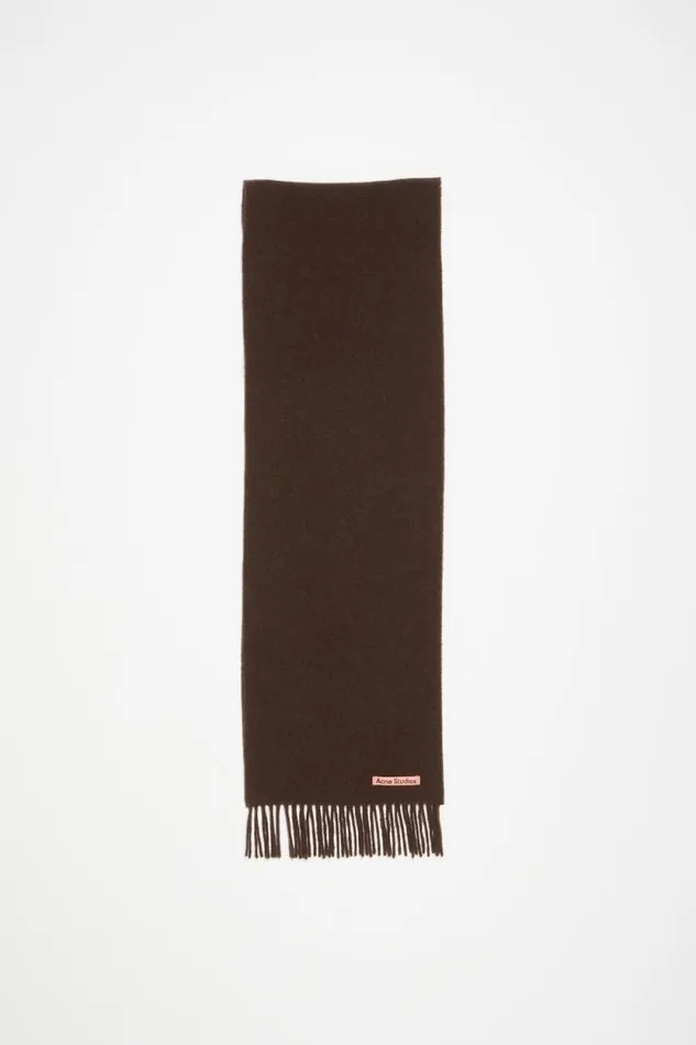 Acne Studios Fringe Wool Scarf 8211 Skinny Brown Melange Man Scarves
