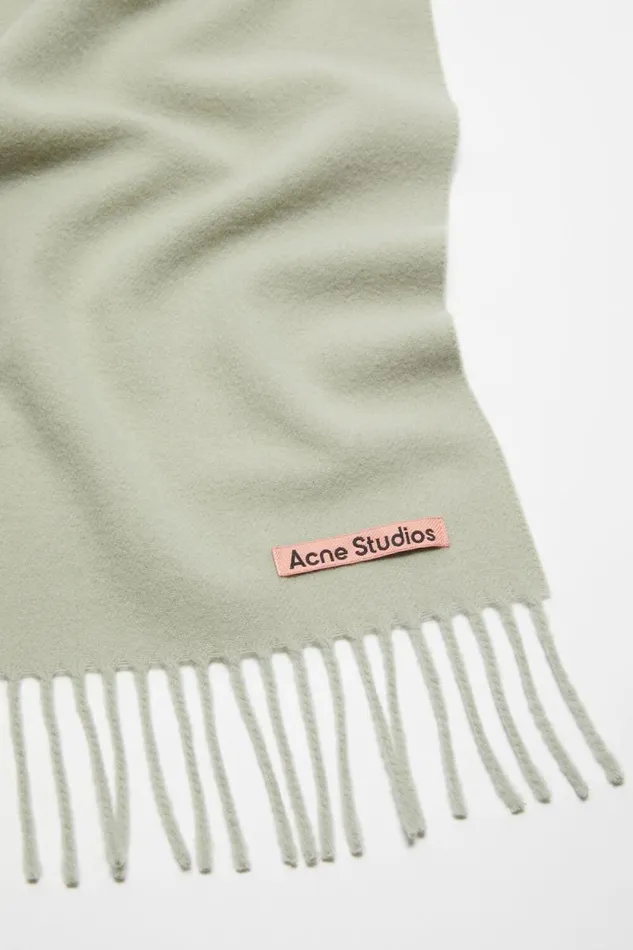 Acne Studios Fringe Wool Scarf 8211 Skinny Light Green Woman Scarves