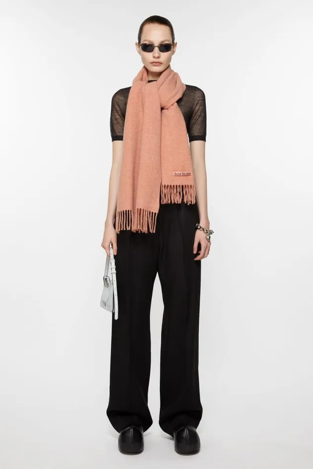 Acne Studios Fringe Wool Scarf Narrow Rose Melange Man Scarves