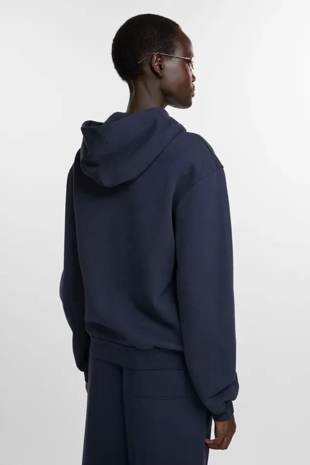 Acne Studios Hooded Zipper Sweater Navy Blue Woman Sweatshirts