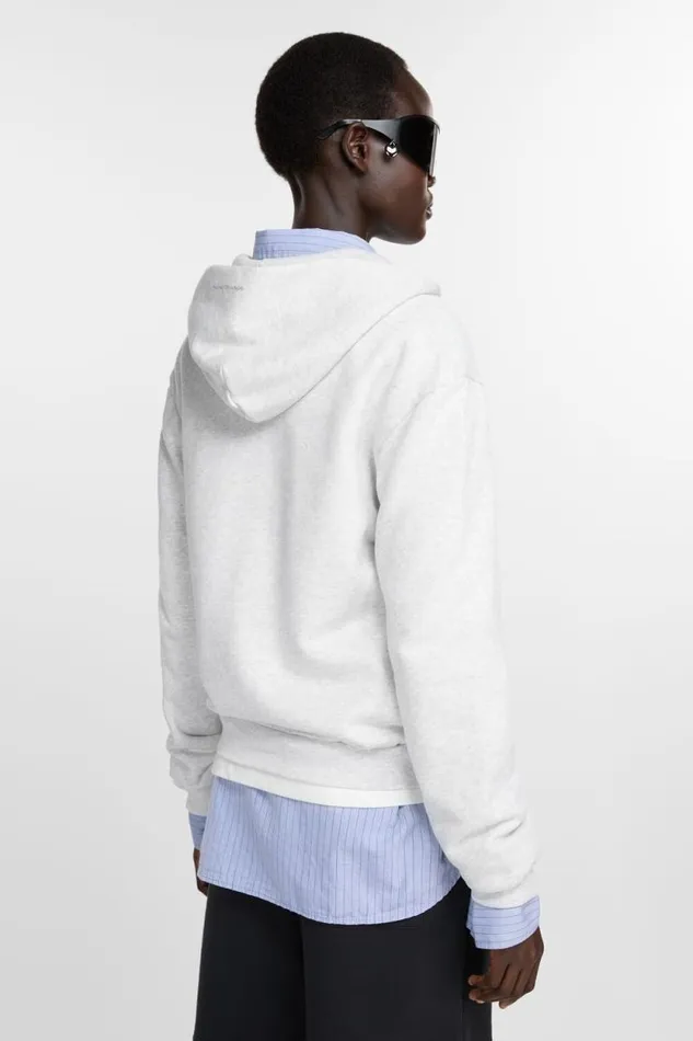 Acne Studios Hooded Zipper Sweater Pale Grey Melange Woman Sweatshirts