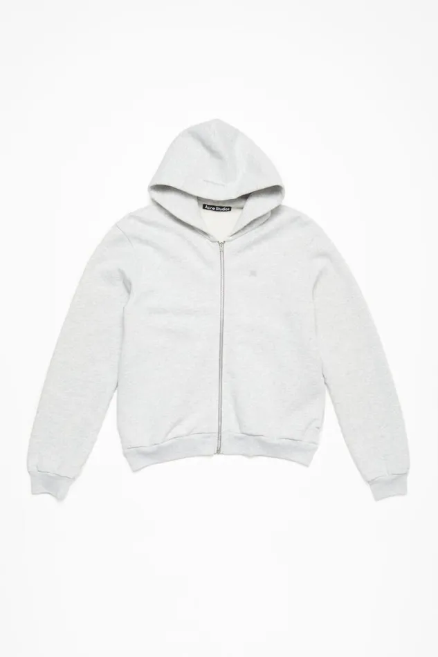 Acne Studios Hooded Zipper Sweater Pale Grey Melange Woman Sweatshirts