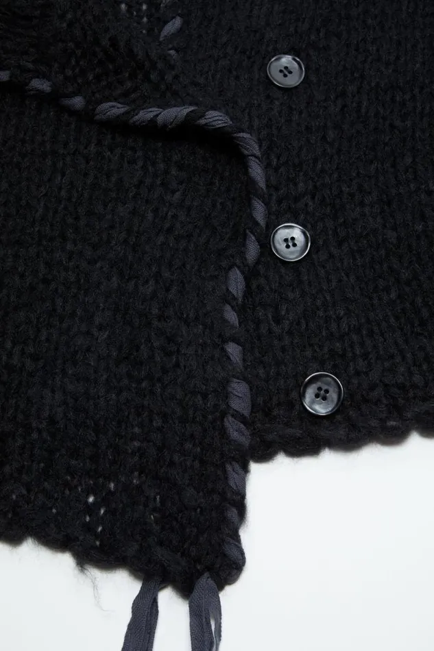 Acne Studios Lacing Knit Cardigan Black Woman Knitwear