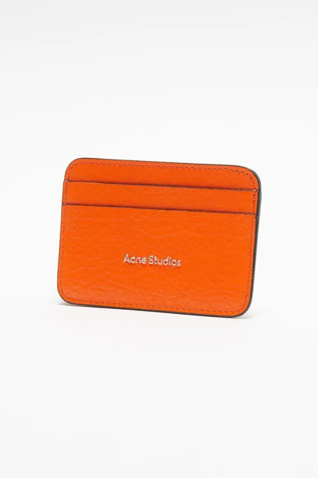 Acne Studios Leather Card Holder Bright Orange Man Small Leather Goods