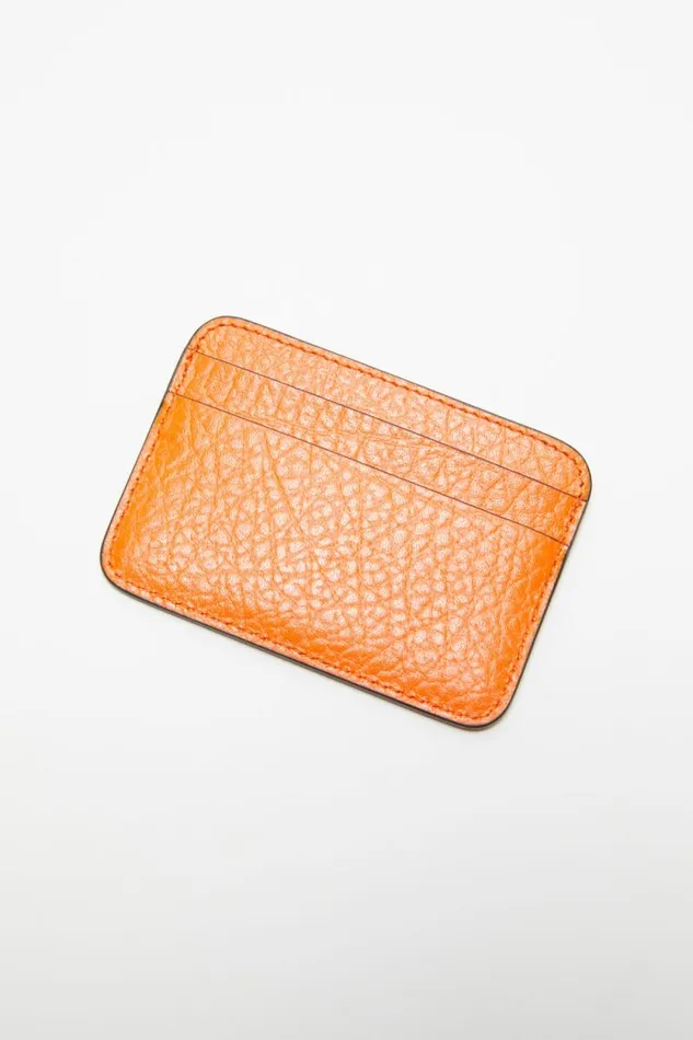 Acne Studios Leather Card Holder Bright Orange Man Small Leather Goods