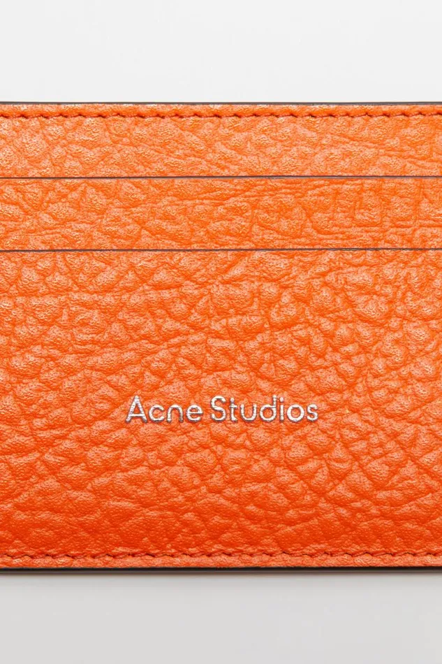 Acne Studios Leather Card Holder Bright Orange Man Small Leather Goods
