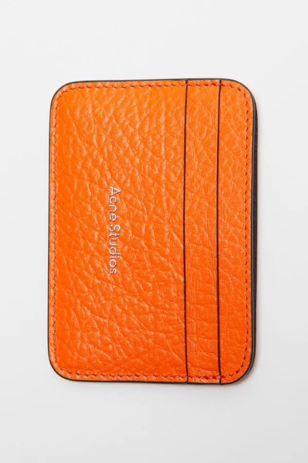 Acne Studios Leather Card Holder Bright Orange Man Small Leather Goods