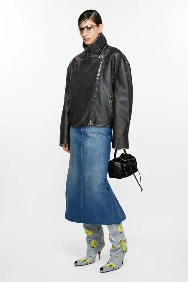 Acne Studios Leather Jacket Black Woman Outerwear