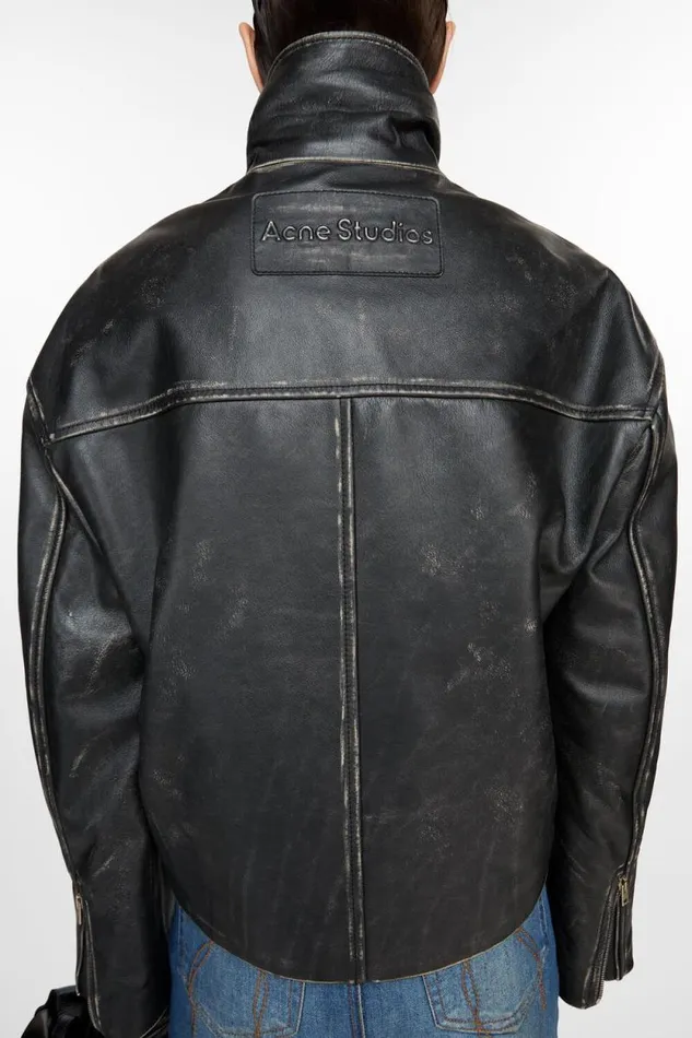 Acne Studios Leather Jacket Black Woman Outerwear