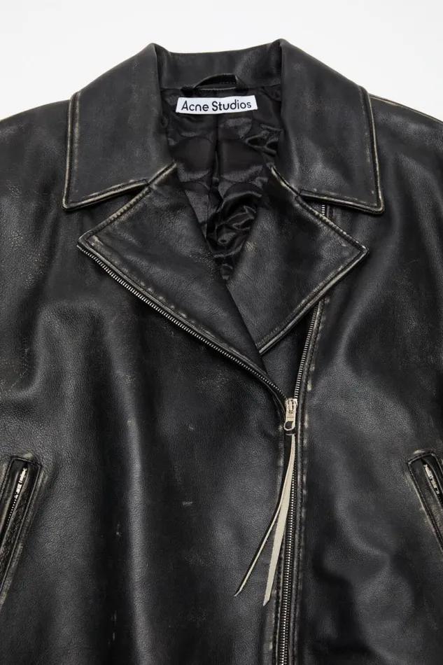 Acne Studios Leather Jacket Black Woman Outerwear