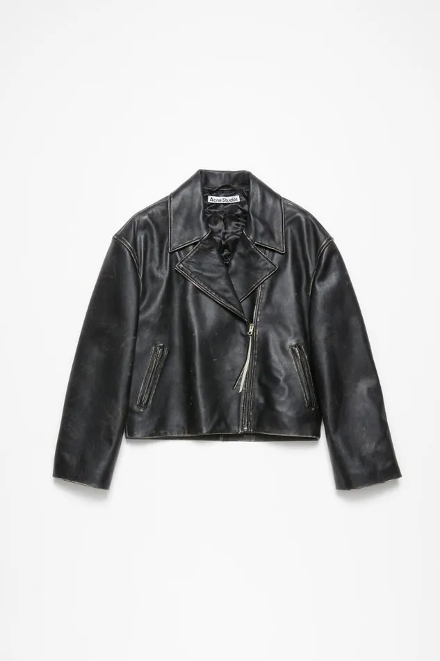 Acne Studios Leather Jacket Black Woman Outerwear