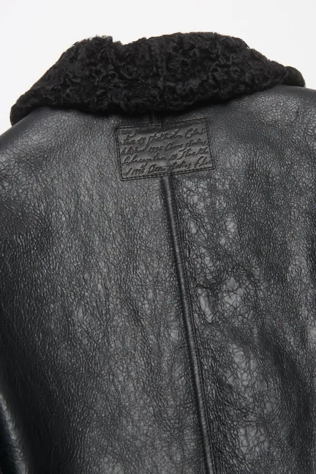 Acne Studios Leather Shearling Jacket Black Man Outerwear