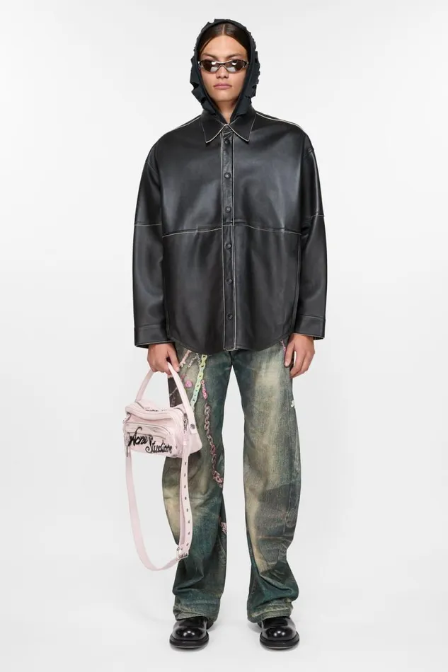Acne Studios Leather Shirt Jacket Black Man Outerwear