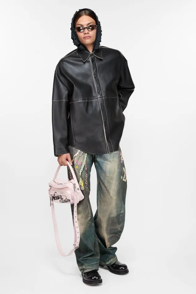 Acne Studios Leather Shirt Jacket Black Man Outerwear