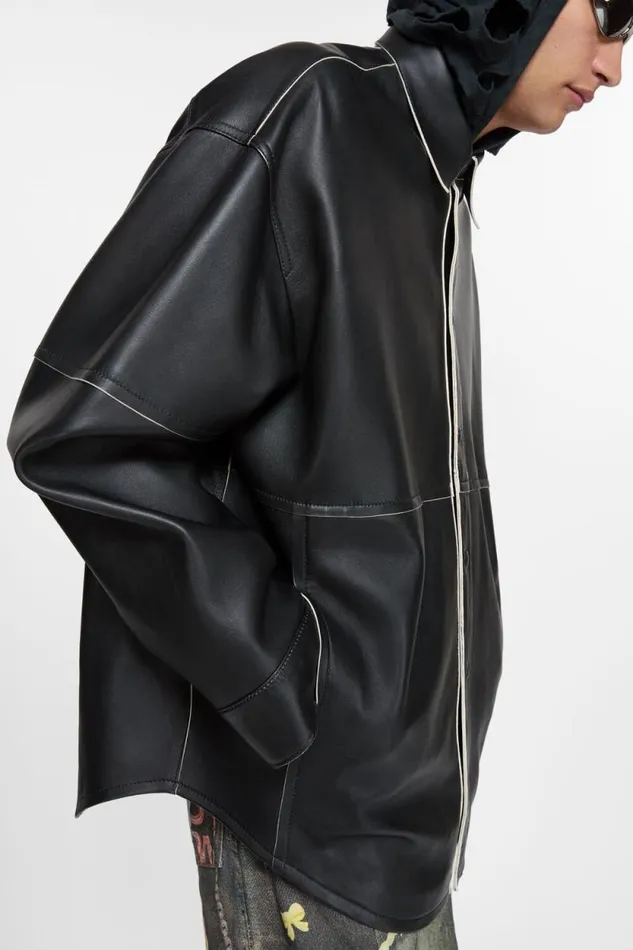 Acne Studios Leather Shirt Jacket Black Man Outerwear
