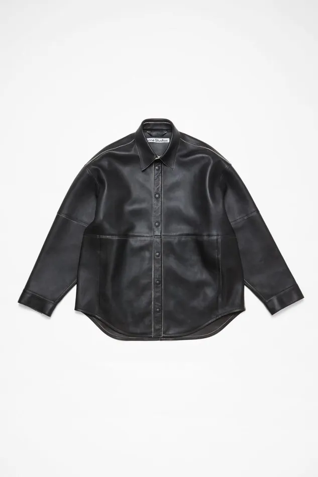 Acne Studios Leather Shirt Jacket Black Man Outerwear