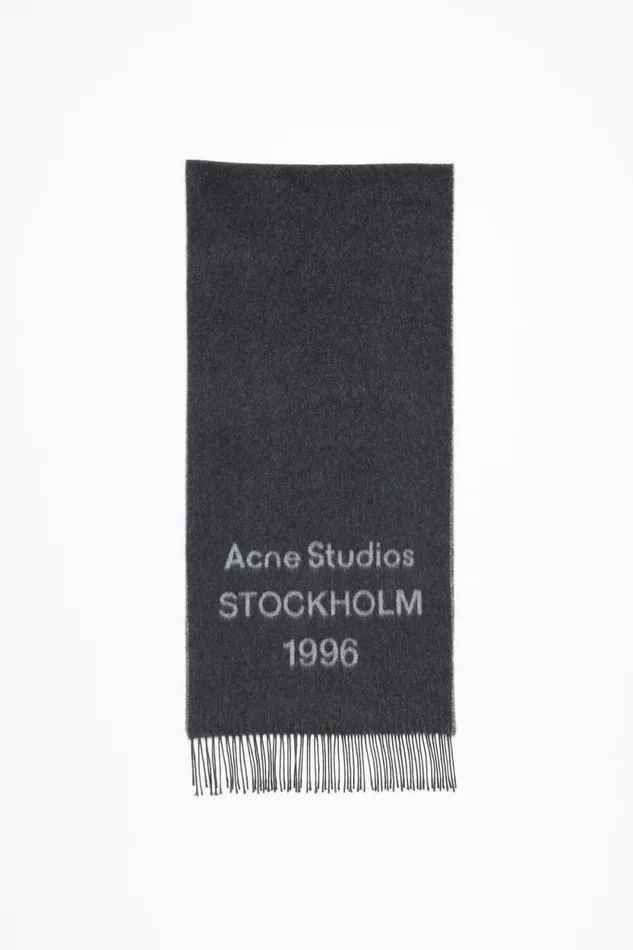 Acne Studios Logo Jacquard Scarf Blackwhite Man Scarves