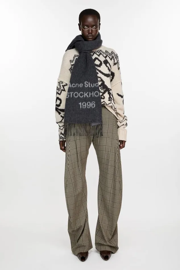 Acne Studios Logo Jacquard Scarf Blackwhite Man Scarves