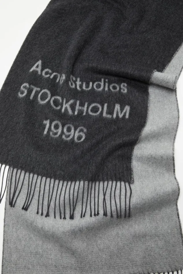 Acne Studios Logo Jacquard Scarf Blackwhite Man Scarves