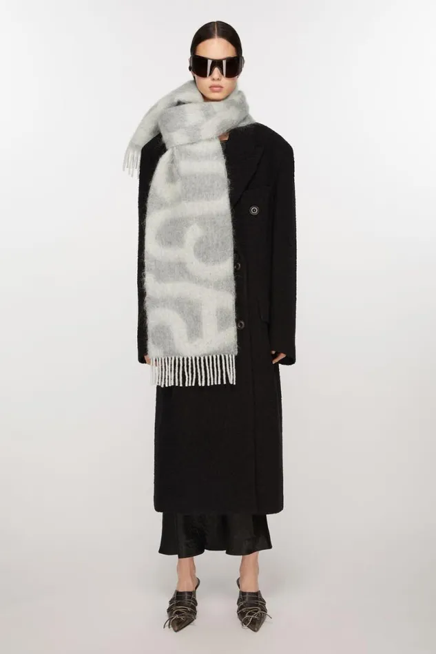 Acne Studios Logo Scarf Light Grey Man Scarves