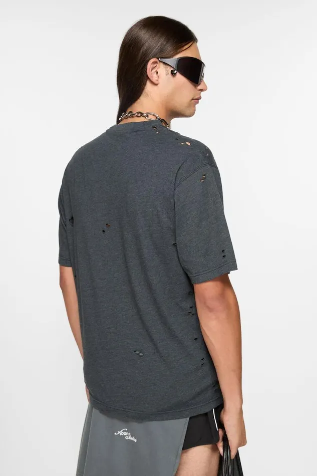 Acne Studios Logo Tshirt 8211 Relaxed Fit Black Melange Man Tshirts
