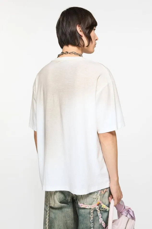Acne Studios Logo Tshirt 8211 Relaxed Fit Dusty White Man Tshirts