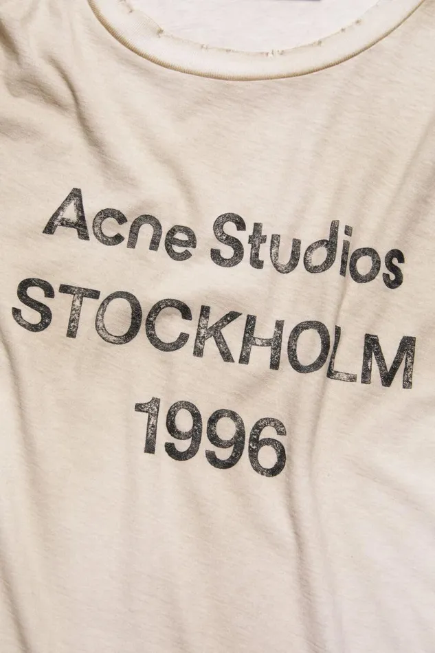 Acne Studios Logo Tshirt 8211 Relaxed Fit Dusty White Man Tshirts