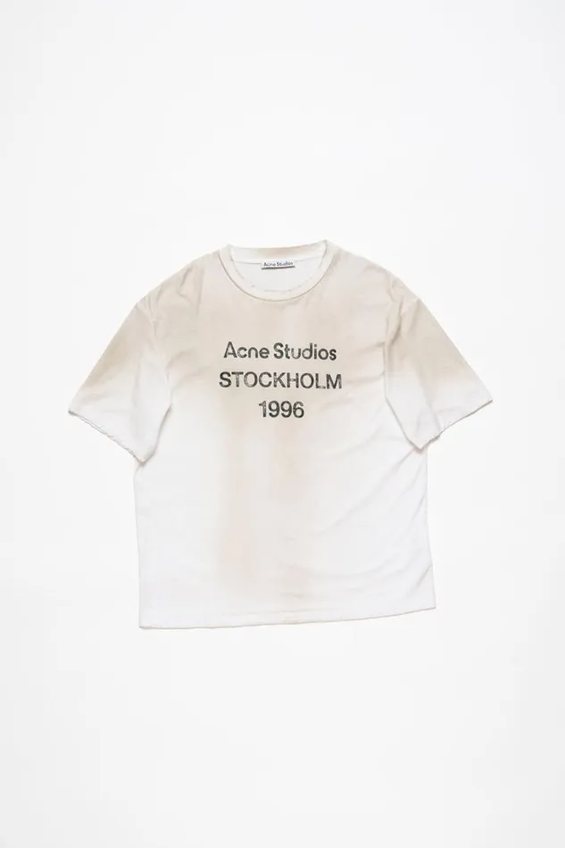 Acne Studios Logo Tshirt 8211 Relaxed Fit Dusty White Man Tshirts