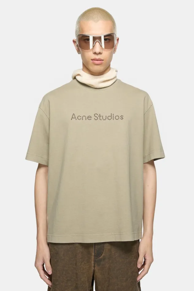 Acne Studios Logo Tshirt 8211 Relaxed Fit Sand Beige Man Tshirts