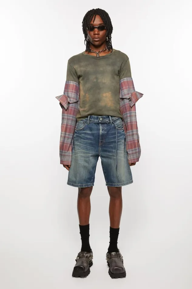 Acne Studios Loose Fit Denim Shorts Mid Blue Man Shorts